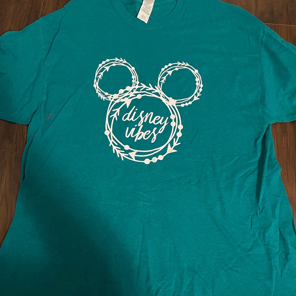 Disney vibes custom XL teal shirt